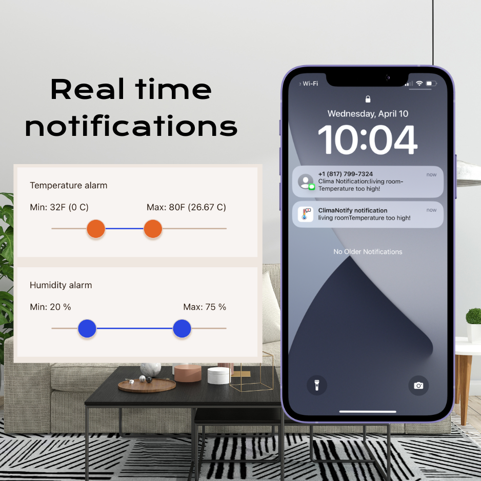 ClimaNotify Wifi Temperature and Humidity Sensor